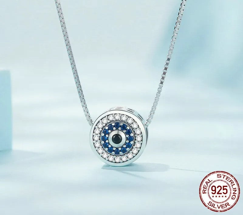 925 Sterling Silver Blue Evil Eye Necklace - TEA LU SHOP