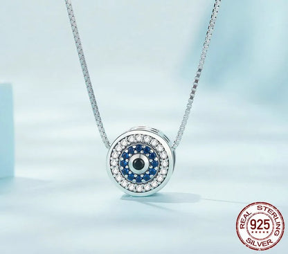 925 Sterling Silver Blue Evil Eye Necklace - TEA LU SHOP