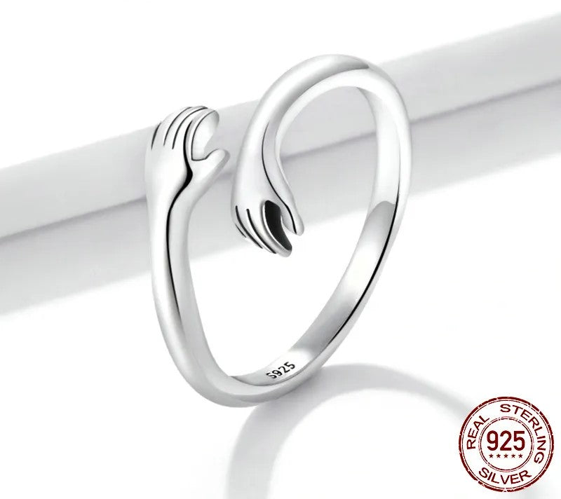 925 Sterling Silver Love Hand Ring - TEA LU SHOP