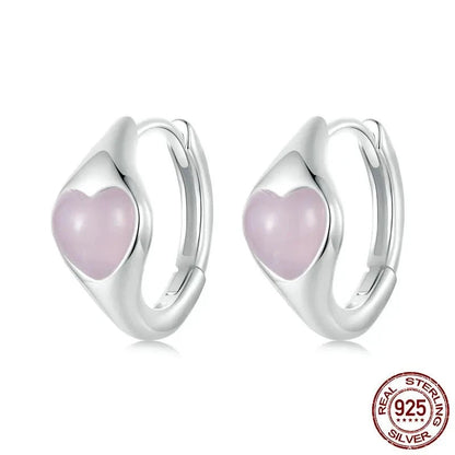 Pink Heart Huggie Earrings