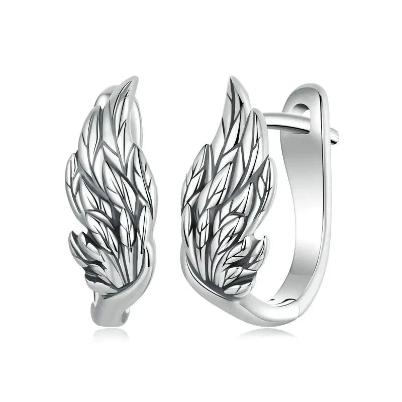 925 Sterling Silver Wing Hoop Earrings