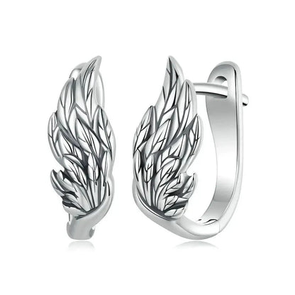 925 Sterling Silver Wing Hoop Earrings