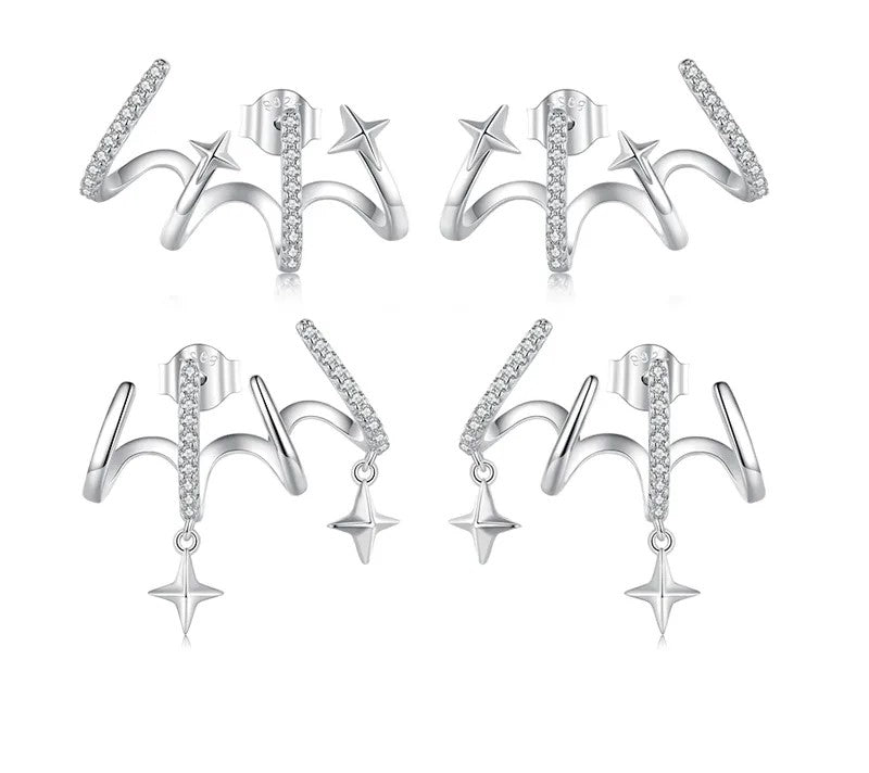 925 Sterling Silver Zircon Stud Earrings - TEA LU SHOP