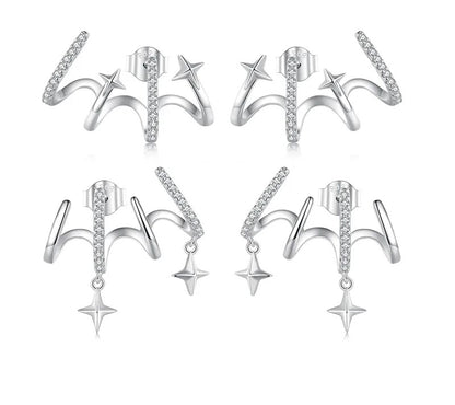 925 Sterling Silver Zircon Stud Earrings - TEA LU SHOP