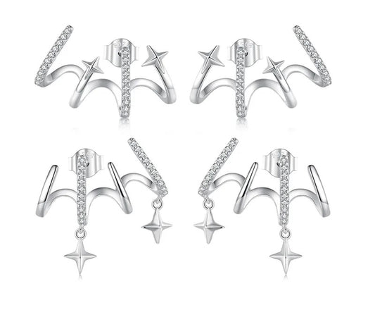 925 Sterling Silver Zircon Stud Earrings - TEA LU SHOP