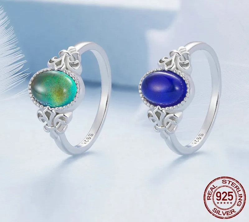 925 Sterling Silver Oval Stone Ring - TEA LU SHOP