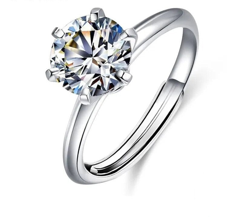 925 Sterling Silver Moissanite Ring - TEA LU SHOP