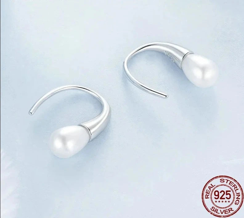 925 Sterling Silver Pearl Drop Earrings
