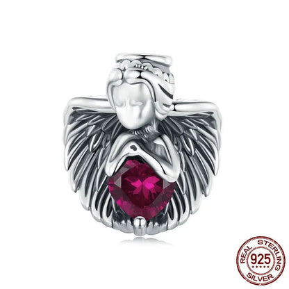 925 Sterling Silver Heart Angel Charm