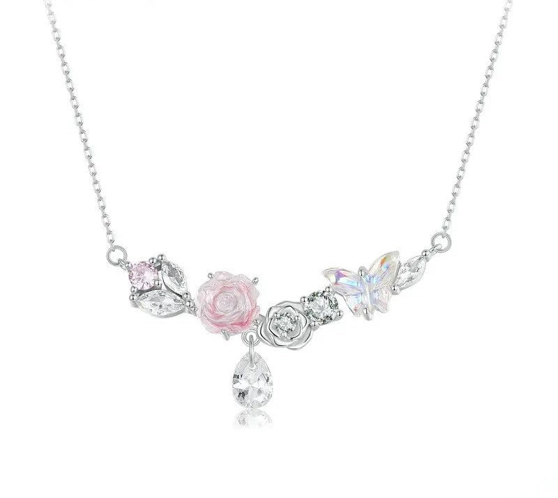 925 Sterling Silver Romantic Flower Necklace - Shine Bright Store