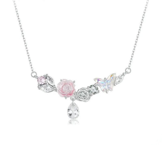 925 Sterling Silver Romantic Flower Necklace - Shine Bright Store