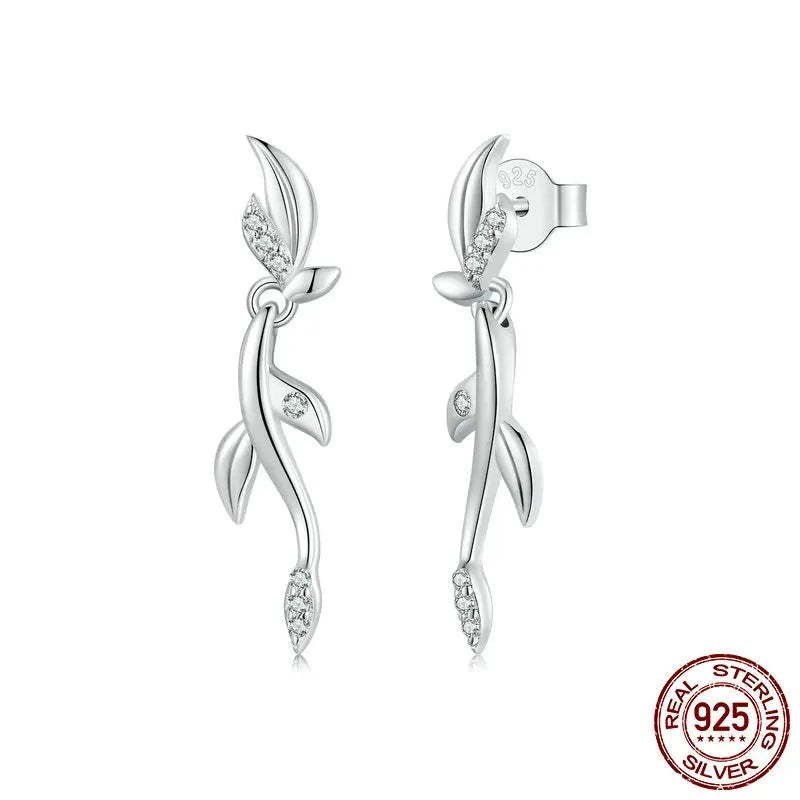 925 Sterling Silver Leaf Stud Earrings