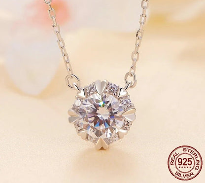 925 Sterling Silver Moissanite Necklace - TEA LU SHOP