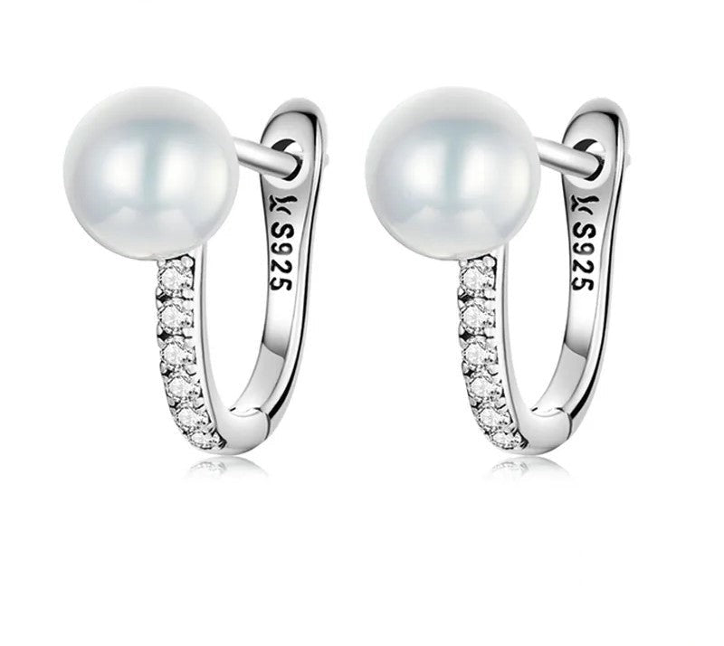 925 Sterling Silver Pearl Stud Earrings - TEA LU SHOP