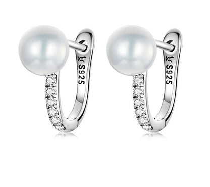 925 Sterling Silver Pearl Stud Earrings - TEA LU SHOP