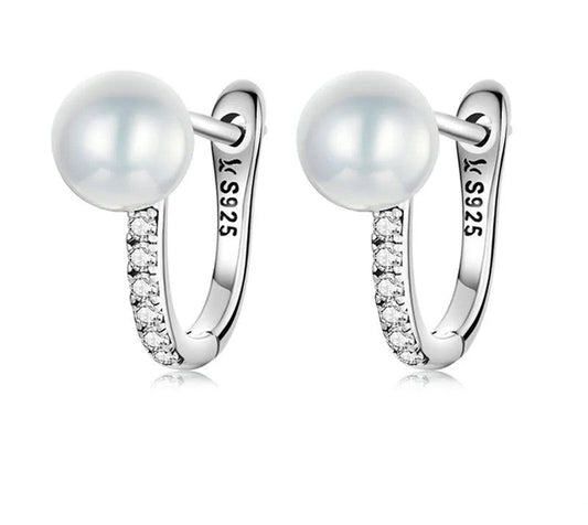 925 Sterling Silver Pearl Stud Earrings - TEA LU SHOP