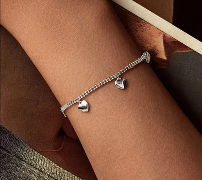 925 Sterling Silver Double layer Beads Bracelet