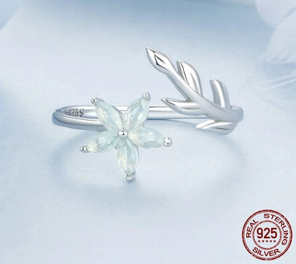 925 Sterling Silver Exquisite Flower Adjustable Open Ring - Shine Bright Store