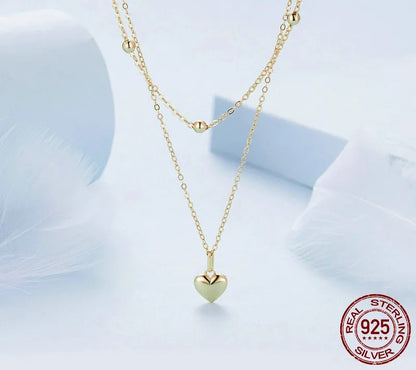 925 Sterling Silver Heart Pendant Necklace - TEA LU SHOP