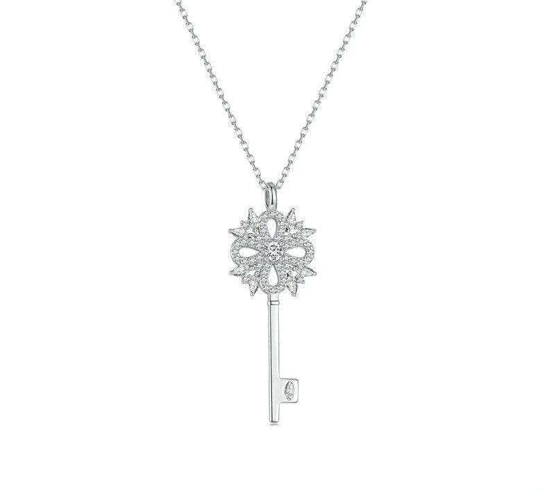 925 Sterling Silver Snowflake Key Necklace - TEA LU SHOP