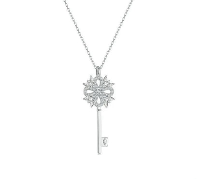 925 Sterling Silver Snowflake Key Necklace - TEA LU SHOP