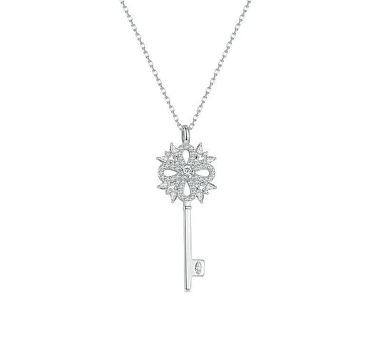 925 Sterling Silver Snowflake Key Necklace - TEA LU SHOP