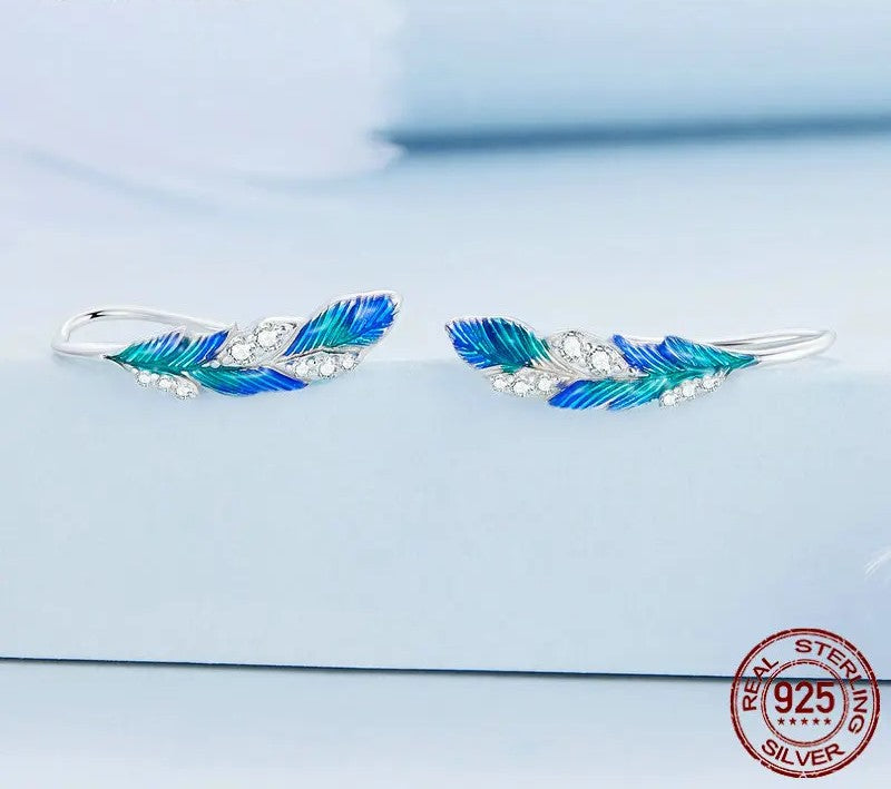 925 Sterling Silver Blue Earrings - TEA LU SHOP