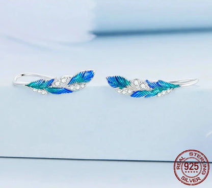 925 Sterling Silver Blue Earrings - TEA LU SHOP