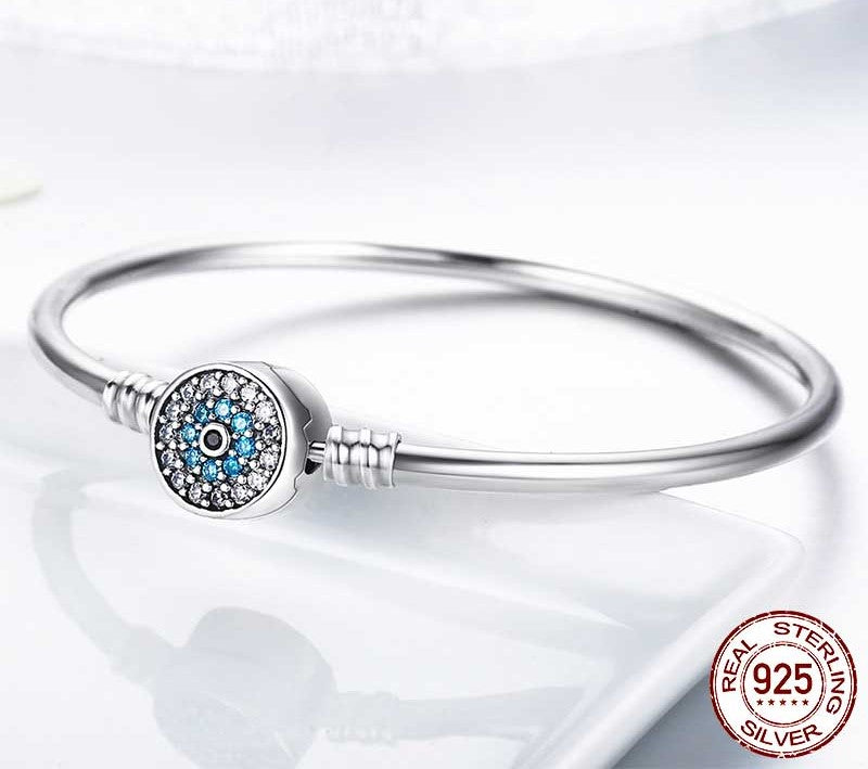 925 Sterling Silver Blue Evil Eye Bracelet - TEA LU SHOP