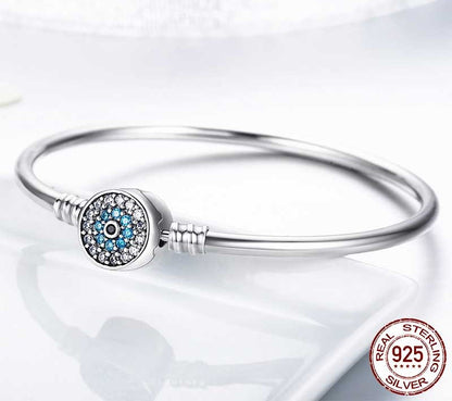 925 Sterling Silver Blue Evil Eye Bracelet - TEA LU SHOP