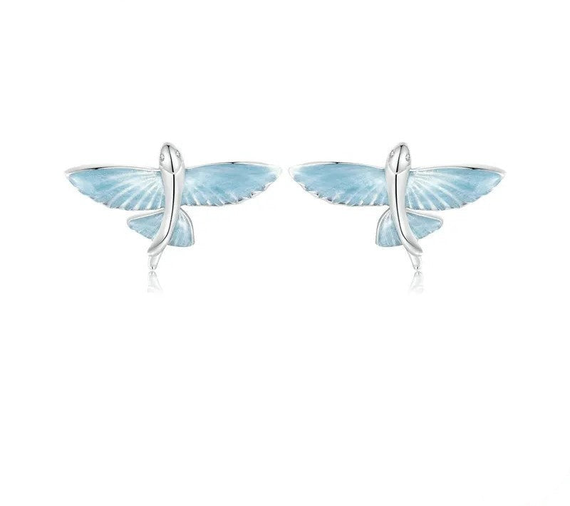 925 Sterling Silver Flying Fish Stud Earrings - Shine Bright Store