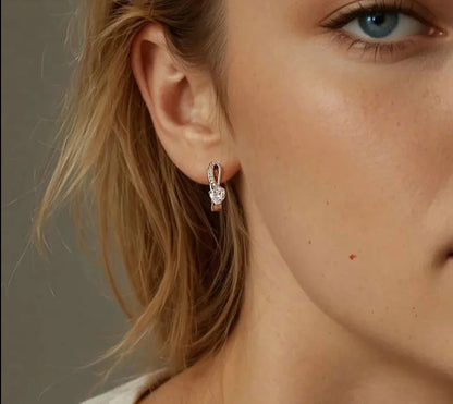 Heart CZ Hoop Earrings