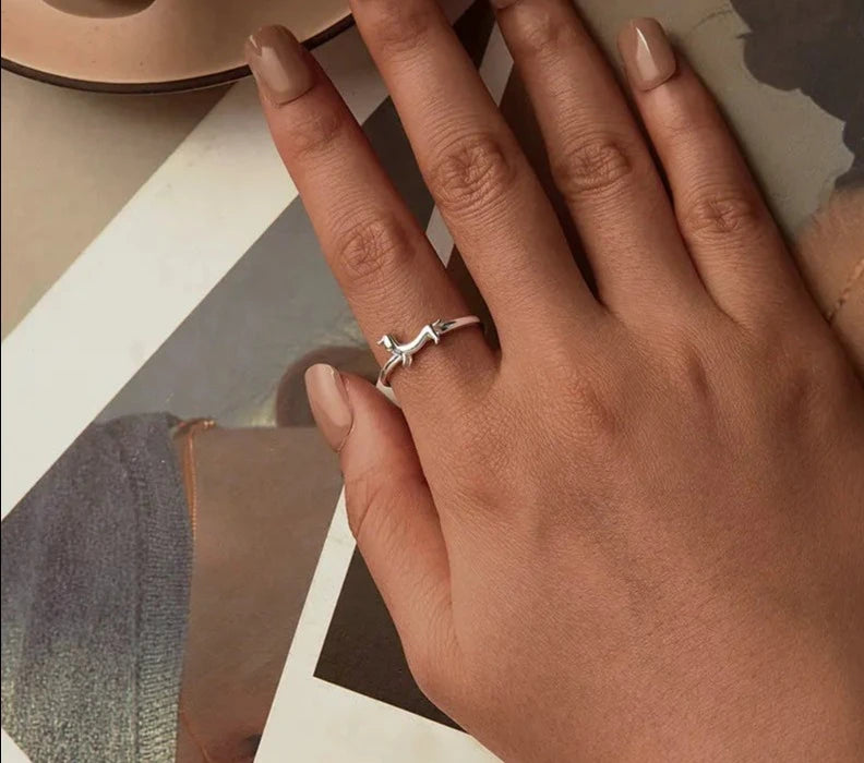 925 Sterling Silver Cute Dachshund Ring