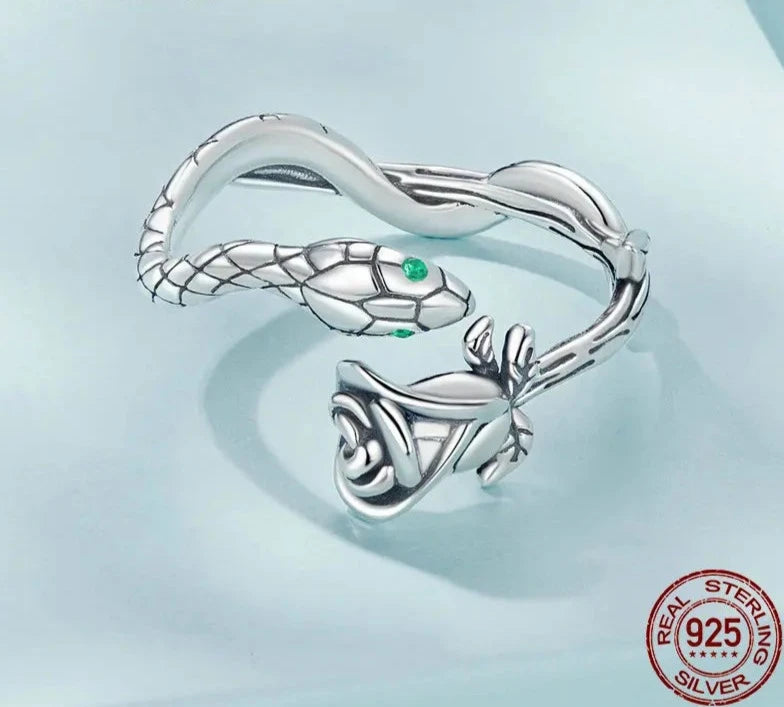 Vintage Rose Snake Open Ring