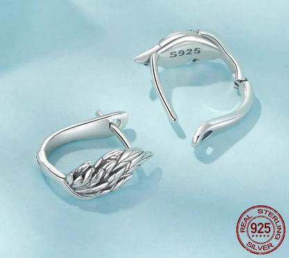 925 Sterling Silver Wing Hoop Earrings