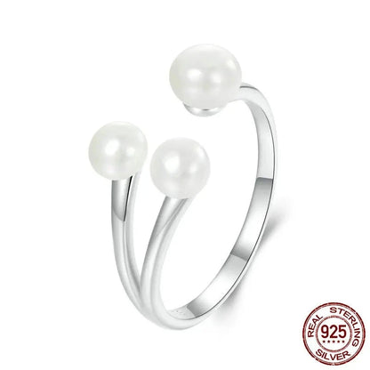 925 Sterling Silver Elegant Pearl Finger Ring