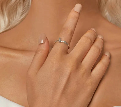 925 Sterling Silver Cute Dachshund Ring