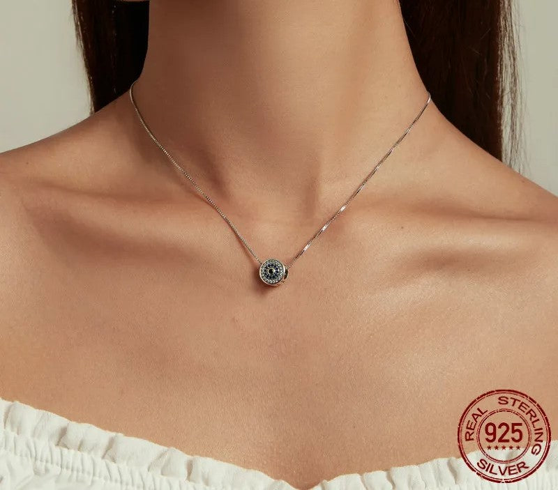 925 Sterling Silver Blue Evil Eye Necklace - TEA LU SHOP