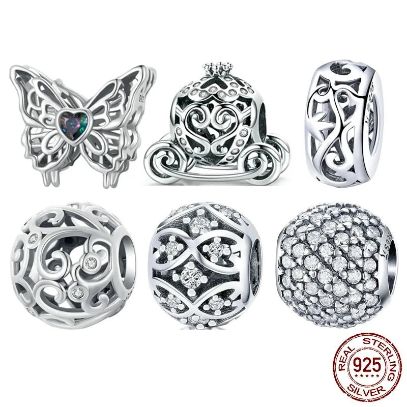 925 Sterling Butterfly Hollow Dangle Charms