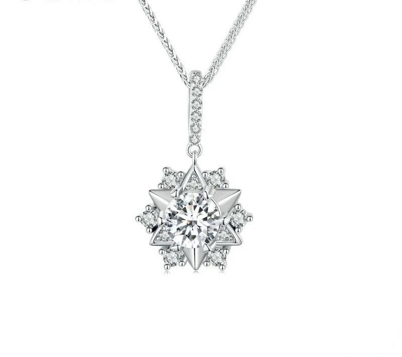 925 Sterling Silver Moissanite Star Shape Necklace - TEA LU SHOP