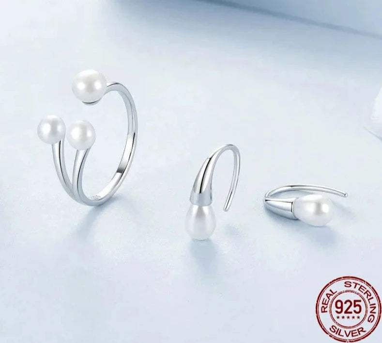 925 Sterling Silver Pearl Drop Earrings