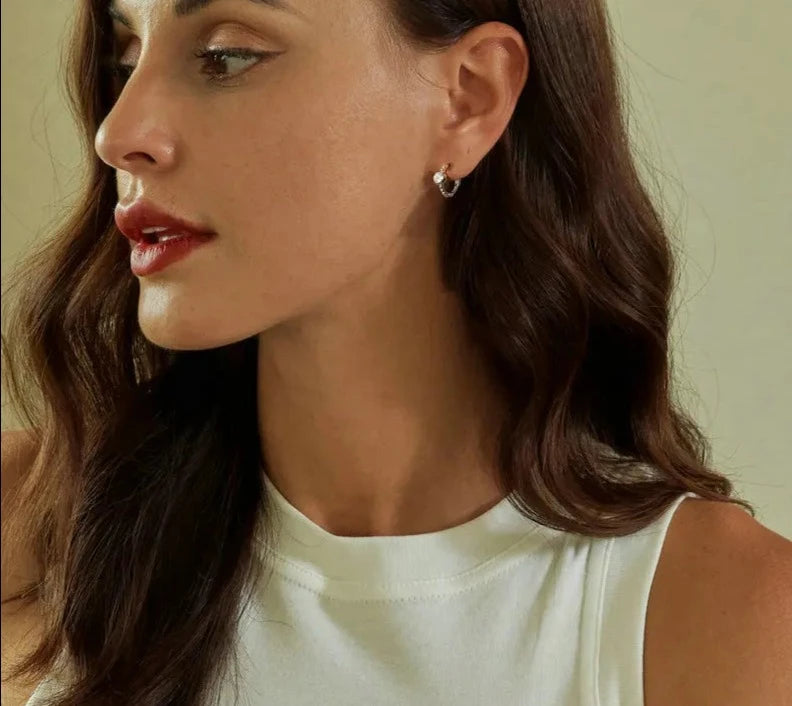 Simple Beads Huggie Hoop Earrings