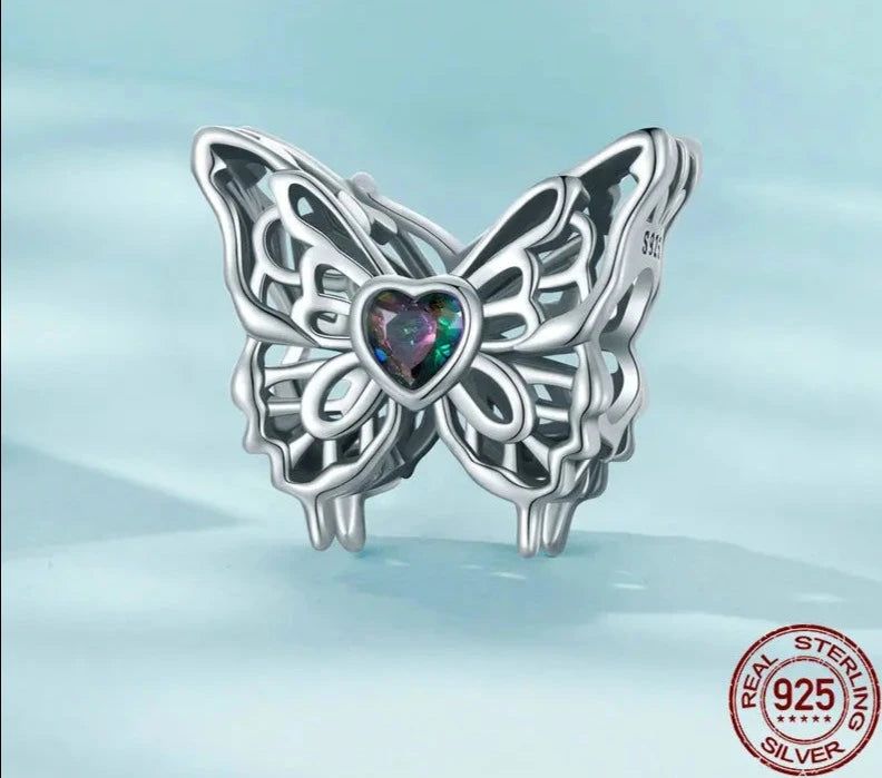 925 Sterling Butterfly Hollow Dangle Charms