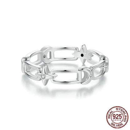 Celestial Chain Sterling Silver Ring