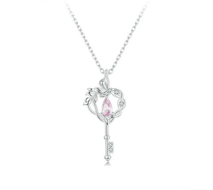 925 Sterling Silver Vintage Key Heart Necklace - TEA LU SHOP