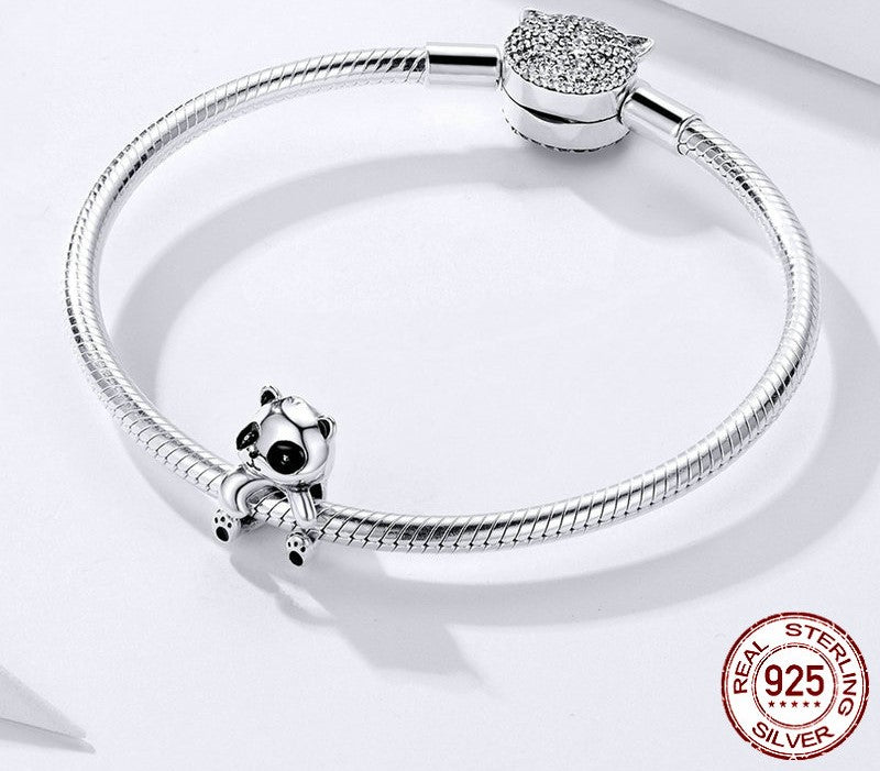 925 Sterling Silver Cartoon Black Cat Charms - TEA LU SHOP