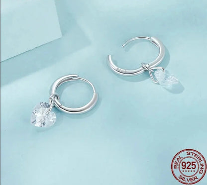 925 Sterling Silver Shiny Heart Ear Buckles