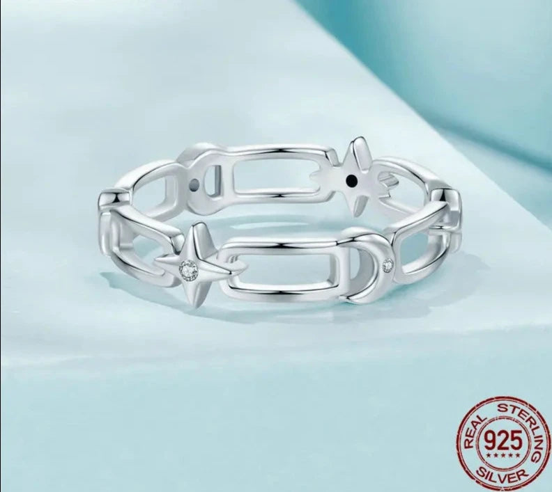 Celestial Chain Sterling Silver Ring