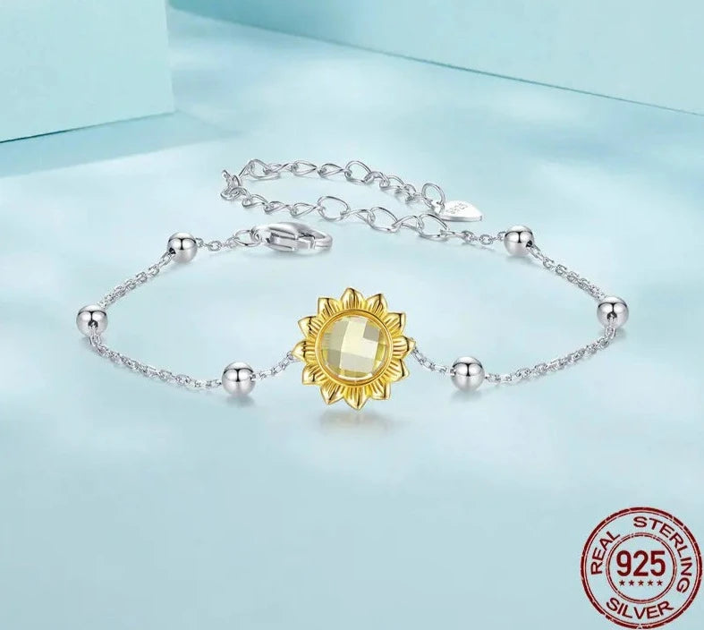 925 Sterling Silver Sunflower Bracelets