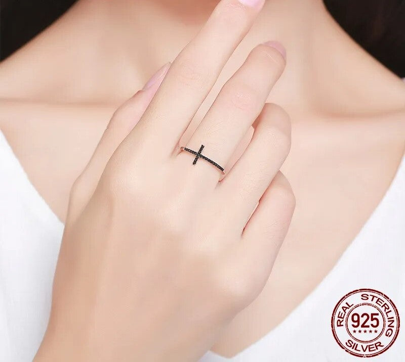 925 Sterling Silver Cross Shape Ring - TEA LU SHOP